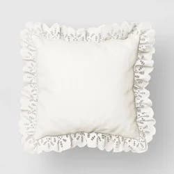 Threshold designed w/Studio McGee 26"x26" Eyelet Ruffle Outdoor Patio Throw Pillow Ivory - Threshold™ designed with Studio McGee