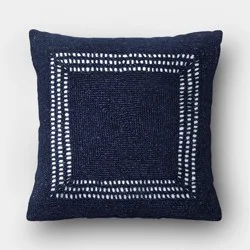 Threshold designed w/Studio McGee 20"x20" Natural Weave Outdoor Patio Throw Pillow Blue - Threshold™ designed with Studio McGee