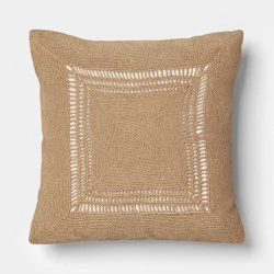 Threshold designed w/Studio McGee 20"x20" Natural Weave Outdoor Patio Throw Pillow Tan - Threshold™ designed with Studio McGee