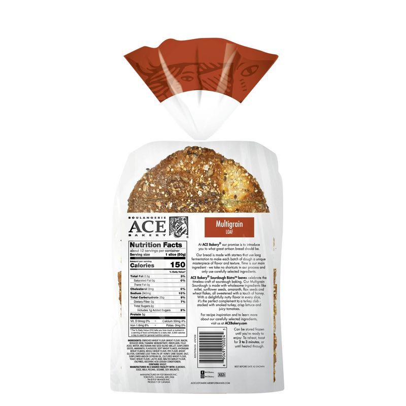 slide 2 of 3, Ace Bakery Multigrain Bistro Bread Loaf - 21oz, 21 oz