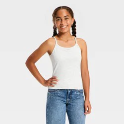 Girls' Cozy Rib-Knit Camisole - art class™ Gray XL
