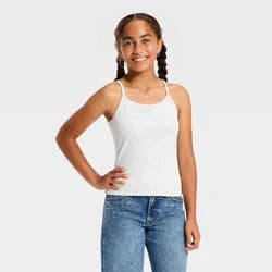 Girls' Cozy Rib-Knit Camisole - art class™ Gray XL