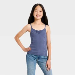 Girls' Cozy Rib-Knit Camisole - art class™ Blue M