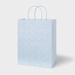 L Foil Confetti Print Kraft Gift Bag Blue/Silver - Spritz™
