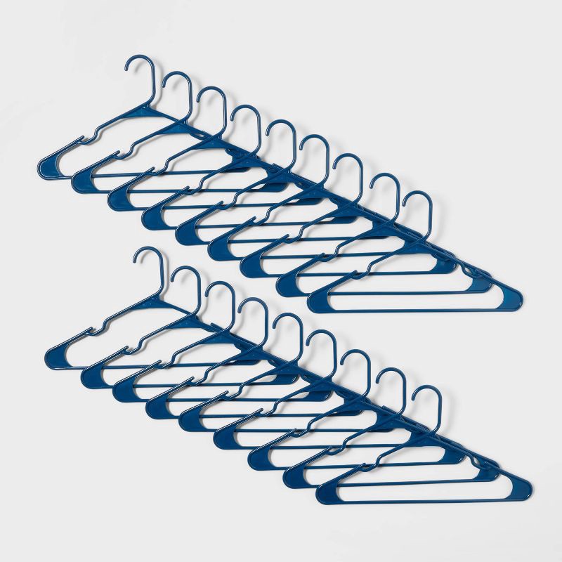 slide 1 of 3, 18pk Plastic Hangers Blue - Brightroom™, 18 ct
