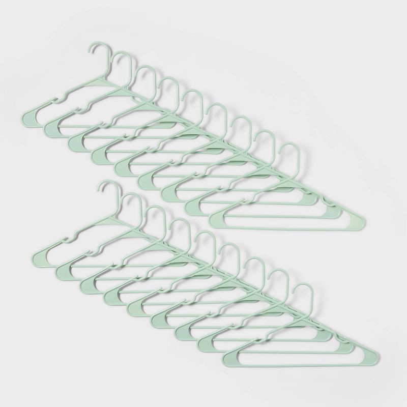 slide 1 of 3, 18pk Plastic Hangers Green - Brightroom™, 18 ct