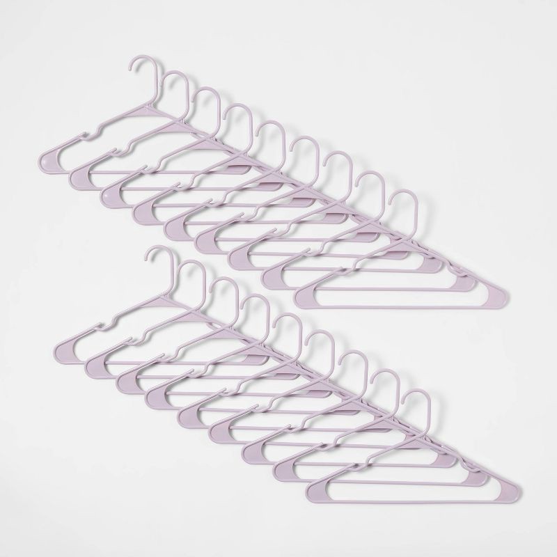slide 1 of 3, 18pk Plastic Hangers Lavender - Brightroom™, 18 ct