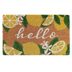 National Brand 18"x30" Boxwood Hello Lemons Coir Doormat Natural/Yellow