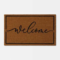 18"x30" Cursive Welcome Coir Doormat Natural/Blue - Threshold™