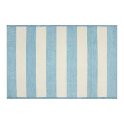 24"x36" Boxwood Cabana Striped Accent Rug Blue/White