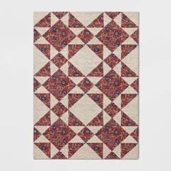 5'x7' Americana Block Quilt Area Rug Cream/Red - Threshold™
