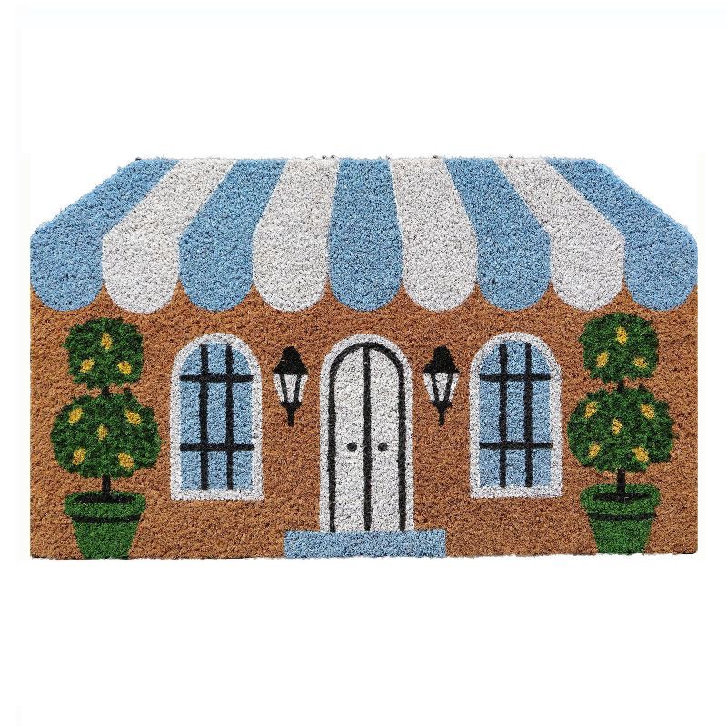 slide 1 of 2, National Brand 18"x30" Boxwood House Coir Doormat Natural/Blue/White, 1 ct