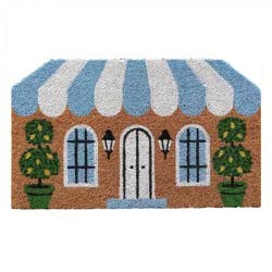 National Brand 18"x30" Boxwood House Coir Doormat Natural/Blue/White