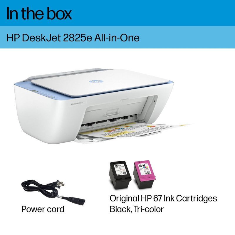 slide 4 of 13, HP Inc. HP DeskJet 2825e Wireless All-in-One Color Printer, Scanner, Copier with 3 Months Free Instant Ink (6W7F4A), 1 ct