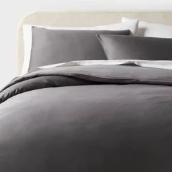 Full/Queen Performance Sateen Duvet Cover and Sham Set Dark Gray - Threshold™