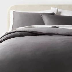 Full/Queen Performance Sateen Duvet Cover and Sham Set Dark Gray - Threshold™