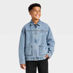 Boys' Zip-Up Denim Jacket - art class™ Light Wash S