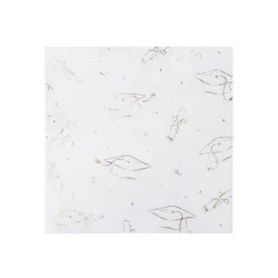 Bonjour Fete 30ct Large White and Gold Graduation Hat Napkins