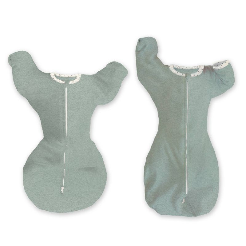 slide 1 of 11, SwaddleDesigns Baby Transitional Swaddle Sack, Arms Up Elbow Length Sleeve Wearable Blanket - Heathered Jadeite - 3-6m, 1 ct