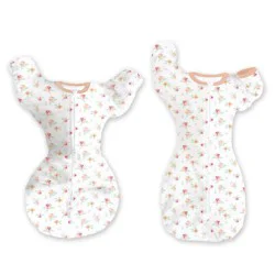 SwaddleDesigns Baby Girl Transitional Swaddle Sack, Arms Up Elbow Length Sleeve Wearable Blanket - Peachy Pink Floral - 3-6m