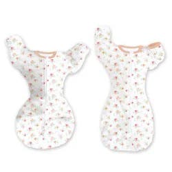 SwaddleDesigns Baby Girl Transitional Swaddle Sack, Arms Up Elbow Length Sleeve Wearable Blanket - Peachy Pink Floral - 3-6m