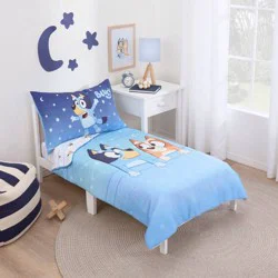 Bluey Sleep Time Toddler Sheet Set - 4pc: Classic Patterns, Knitted, Fictitious Character