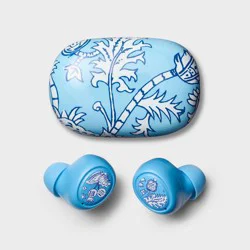 Floral Vines True Wireless Bluetooth Earbuds with Case Blue - Roller Rabbit x Target