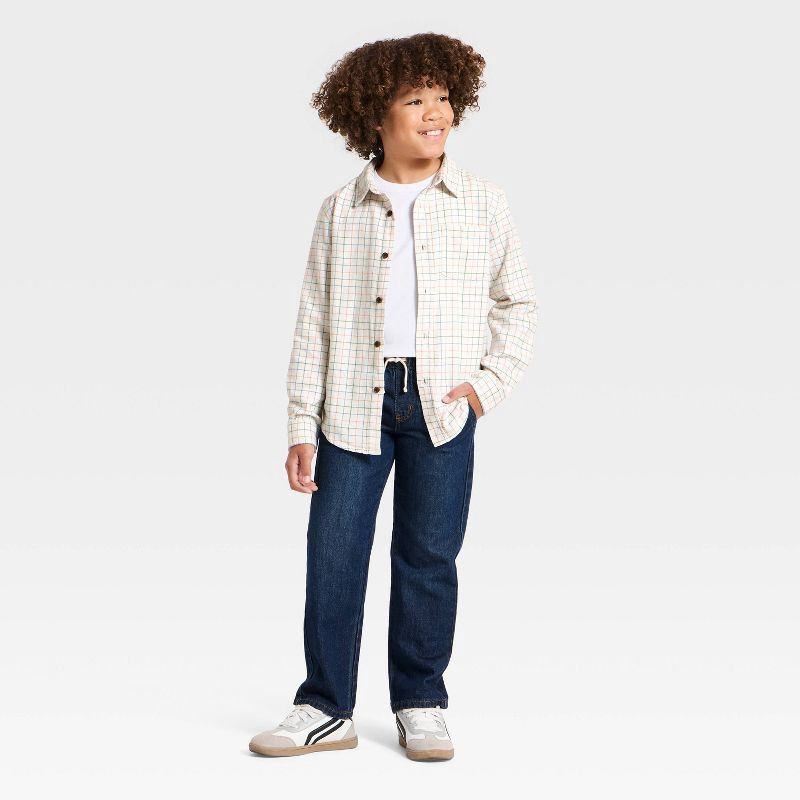 slide 3 of 3, Boys' Long Sleeve Plaid Shirt - Cat & Jack™ Silver XL, 1 ct