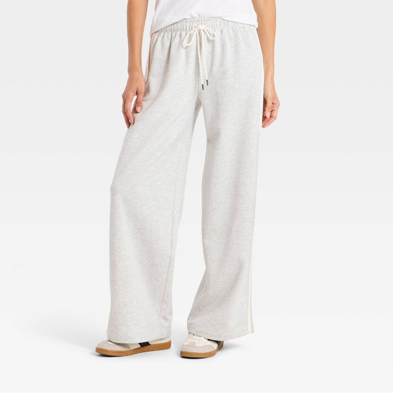 slide 1 of 3, Women's Mid-Rise Straight Leg Track Sweatpants - Universal Thread™ Heather Gray M, 1 ct