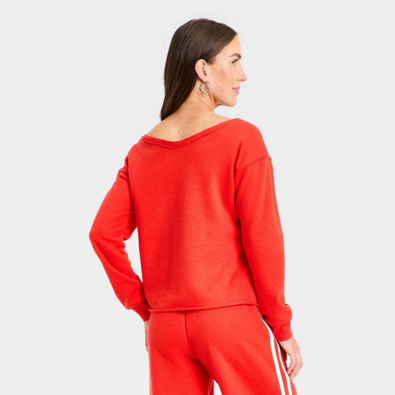 slide 2 of 3, Women's Oversized Sweatshirt - Universal Thread™ Red S, 1 ct