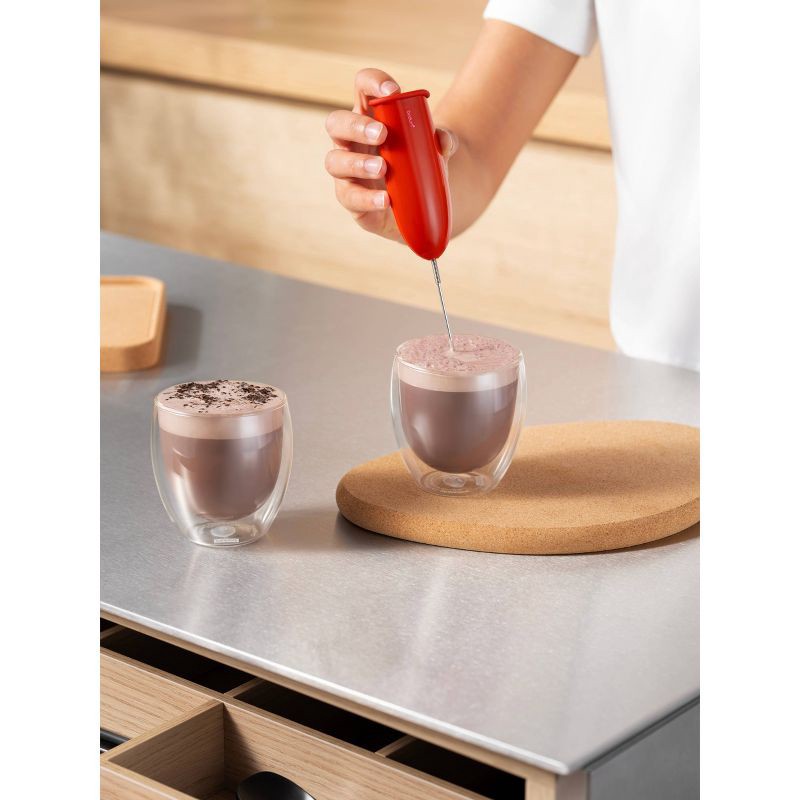 slide 3 of 4, Bodum Schiuma Milk Frother - Red, 1 ct