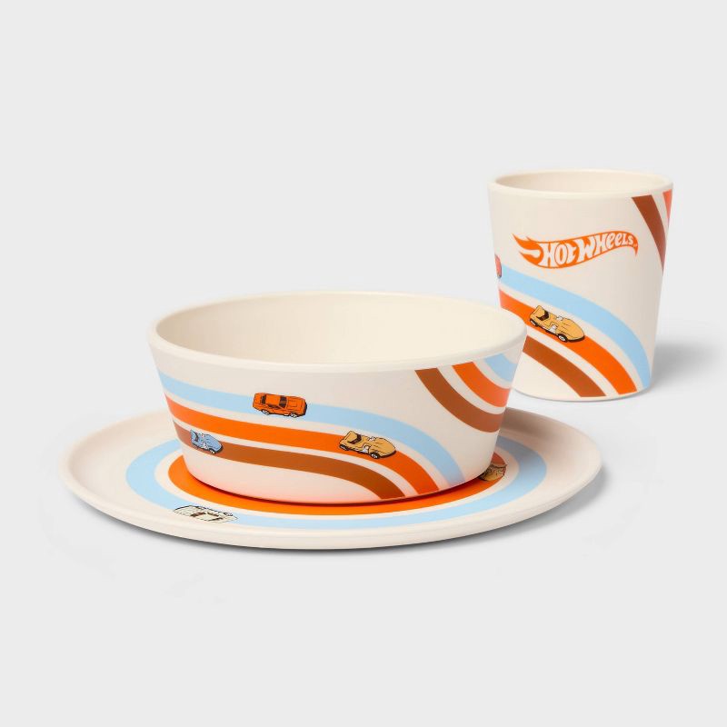 slide 1 of 5, 3pc Hot Wheels Retro Artificial Resin Dinnerware Set White - Hot Wheels by Pillowfort™, 3 ct