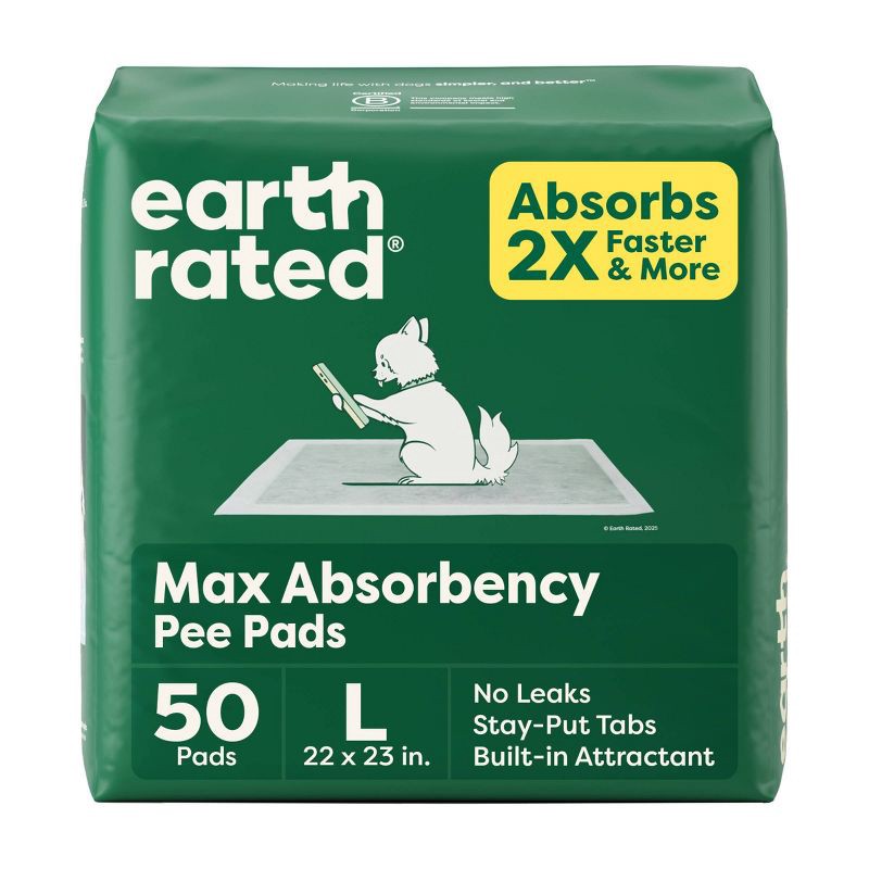 slide 1 of 11, Earth Rated Green Tea Scented Odor Control and Disposable Dog Training Pads - 50ct, 50 ct