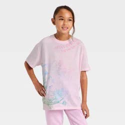 Girls' Wicked Short Sleeve Oversized Front and Back Graphic T-Shirt - Light Pink S