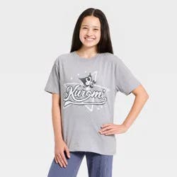 Girls' Sanrio Short Sleeve Kuromi Oversized Graphic T-Shirt - Gray M