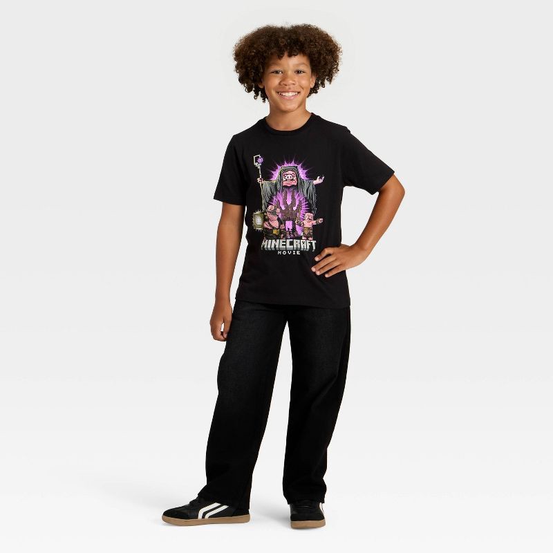 slide 4 of 4, Boys' Minecraft Piglin Short Sleeve Graphic T-Shirt - Black M, 1 ct