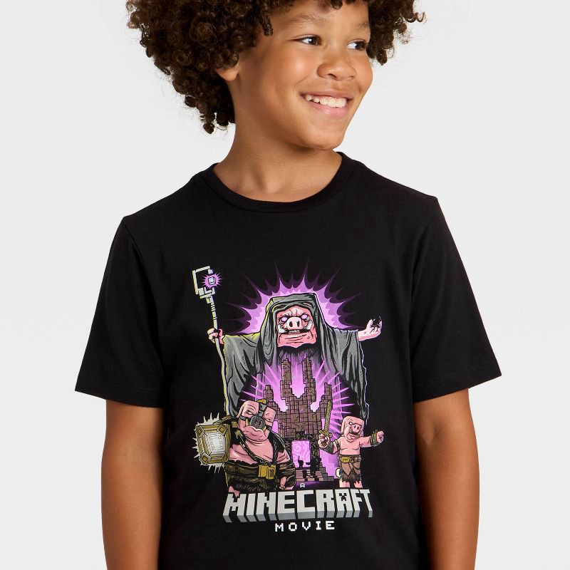 slide 2 of 4, Boys' Minecraft Piglin Short Sleeve Graphic T-Shirt - Black XL, 1 ct