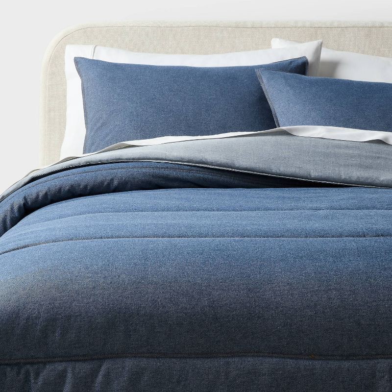 slide 1 of 5, King Denim Comforter and Sham Set Blue - Threshold™, 1 ct