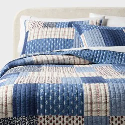 King Patchwork Quilt Set Blue/Dark Blue/Natural - Threshold™