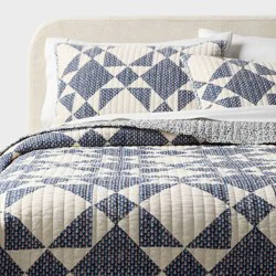 Full/Queen Patchwork Quilt Set Blue - Threshold™
