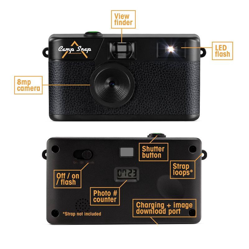 slide 6 of 15, Camp Snap Screen-Free Digital Camera - Black, 1 ct