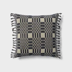 24"x24" Woven Geo Euro Decorative Pillow Dark Blue - Threshold™