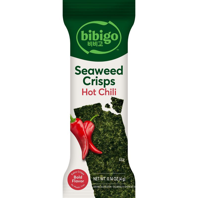 slide 1 of 7, Bibigo Hot Chili Seaweed Crisps - 0.14oz, 0.14 oz