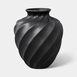 Tall Twisted Ceramic Vase Black - Threshold™