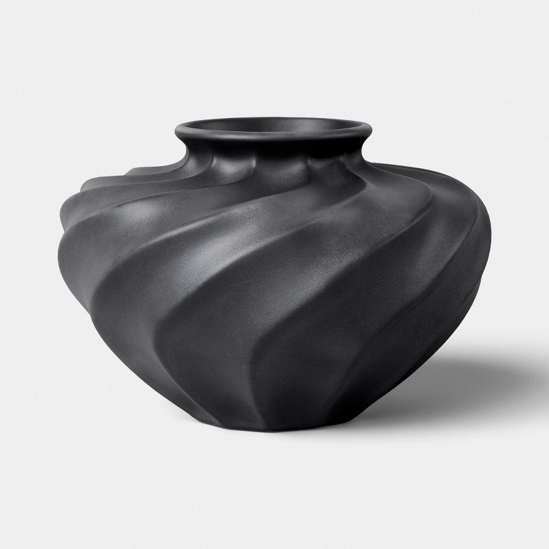 slide 1 of 3, Short Twisted Ceramic Vase Black - Threshold™, 1 ct