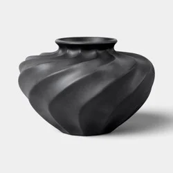 Short Twisted Ceramic Vase Black - Threshold™