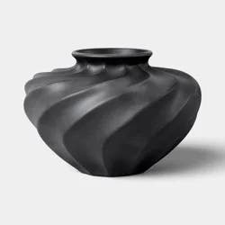 Short Twisted Ceramic Vase Black - Threshold™