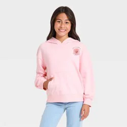 Girls' French Terry 'Flower' Hoodie Graphic Pullover Sweatshirt - Cat & Jack™ Light Pink S