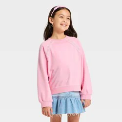 Girls' Lace Trim French Terry Pullover Sweatshirt - Cat & Jack™ Pink XL