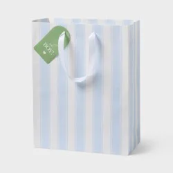 Large Striped Baby Shower Gift Bag with Tag Blue - Spritz™